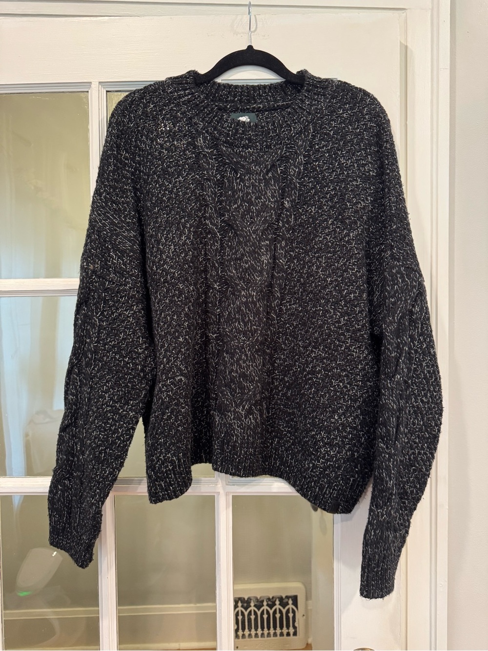 Roots Black Marled Cable-Knit Women's Sweater